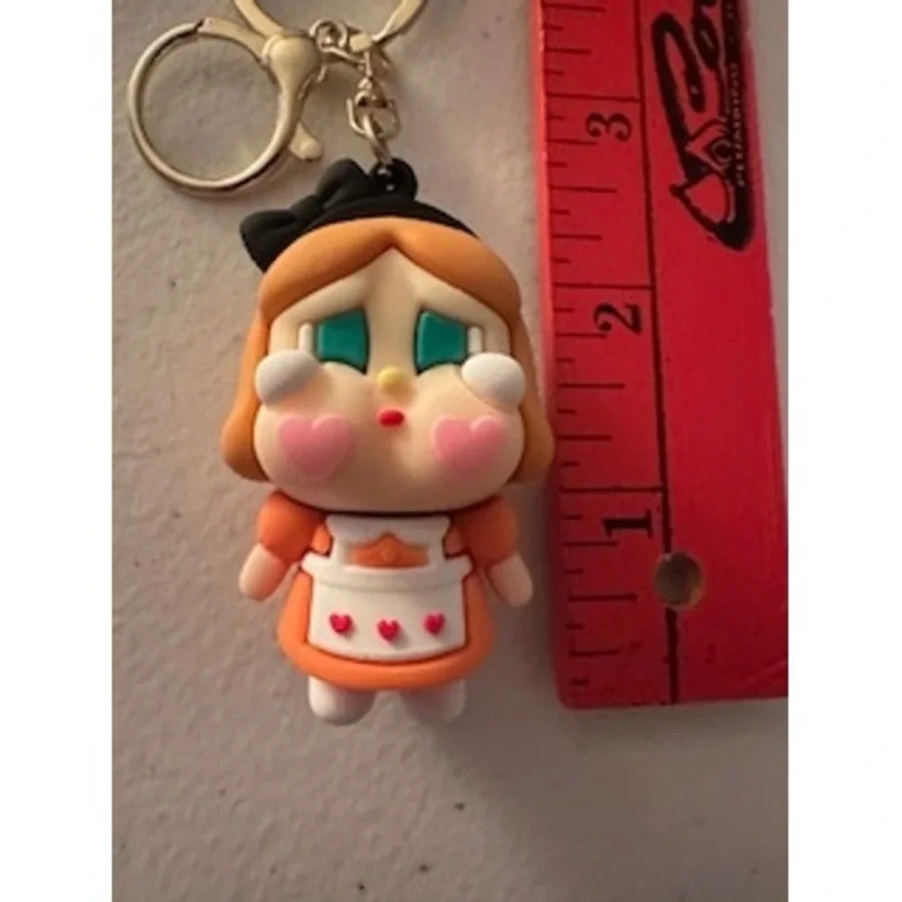 Crybaby Sad Girl Keychain Good Luck Strap Orange Dress Bag Charm Accessory